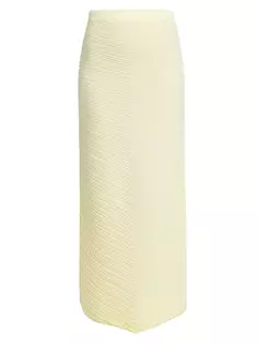 Трикотажная длинная юбка из хлопковой смеси Bottega Veneta, цвет pineapple chalk