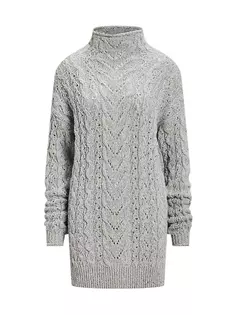 Длинный свитер из мулине и кашемира Ralph Lauren Collection, цвет grey tweed mouline
