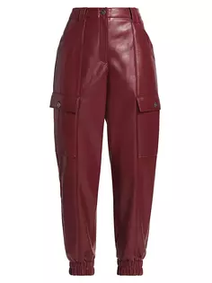 Укороченные брюки Kelly из искусственной кожи с высокой посадкой Cinq À Sept, цвет oxblood