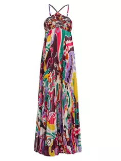 Плиссированное платье Daydreamer с бисером Patbo, мультиколор