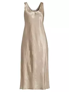 Атласное платье-миди-комбинация Max Mara Leisure, цвет albino