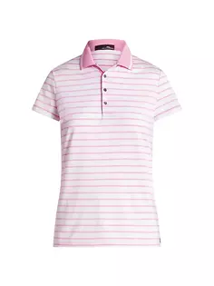Полосатая рубашка-поло RLX для гольфа и тенниса Rlx Ralph Lauren, цвет pure white pink flamingo