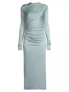 Платье миди из джерси со сборками Undra Celeste, светло-бирюзовый