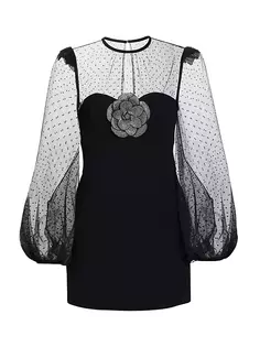 Мини-платье Yvonne с кристаллами и цветами Rebecca Vallance, черный