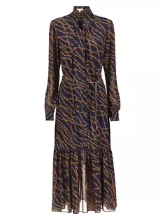 Платье миди с поясом и цепочкой на воротнике Michael Michael Kors, мультиколор