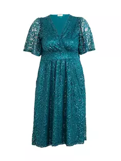 Кружевное платье Starry с пайетками Kiyonna, цвет teal topaz