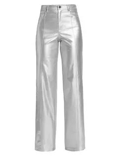 Джинсовые брюки Francine с фольгированной отделкой Cinq À Sept, цвет silver