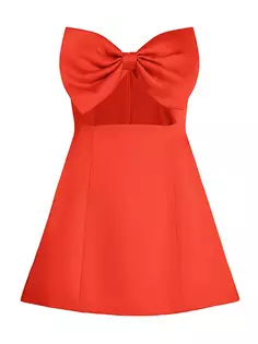 Атласное мини-платье Эстель с бантом Sau Lee, красный