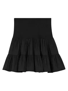 Короткая юбка со сборками и оборками Maje, черный