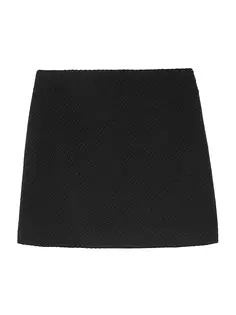 Твидовая мини-юбка из смесовой шерсти Theory, черный