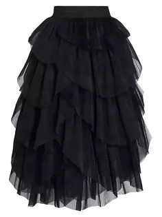 Плиссированная юбка-миди из тюля Elsie Aje, черный