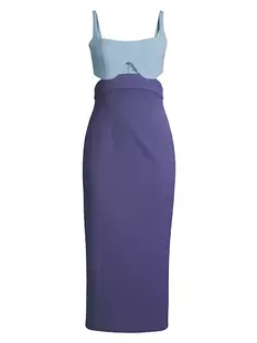 Двухцветное платье-миди Fernanda Misha, синий