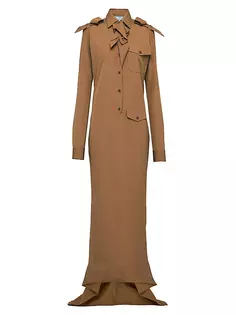 Длинное платье из поплина Prada, коричневый