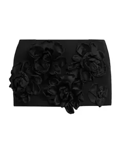 Мини-юбка микро с цветочной аппликацией Dolce&amp;Gabbana, цвет nero
