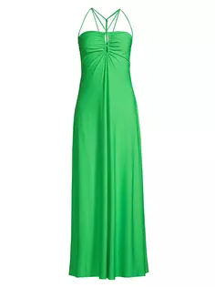Трикотажное платье макси с вырезом Keyhole One33 Social, цвет apple green