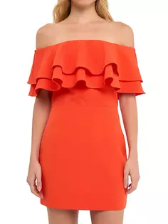 Мини-платье с открытыми плечами и оборками Endless Rose, цвет orange