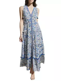 Многоярусное платье макси с цветочным принтом Iris Vilebrequin, синий