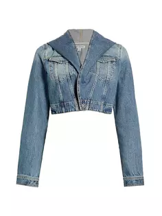 Укороченная джинсовая куртка с капюшоном Alaïa, синий