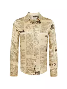 Шелковая рубашка Tyler с абстрактным рисунком L&apos;Agence, цвет vintage tan newspaper L'agence