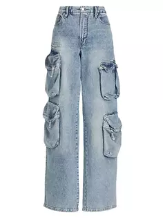 Широкие джинсы-карго Good American, индиго
