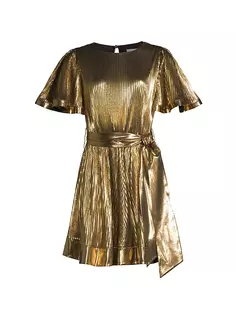 Плиссированное мини-платье Lumi Lamé Milly, золото