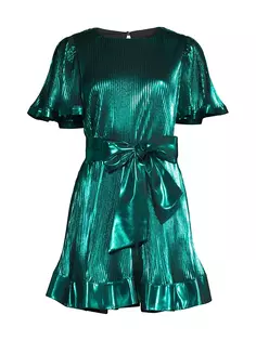 Плиссированное мини-платье Lumi Lamé Milly, зеленый