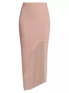 Асимметричная юбка-миди из шерсти и кашемира Naadam, цвет desert pink