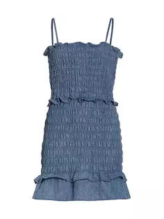 Мини-платье Djina со сборками из шамбре Isabel Marant Étoile, синий
