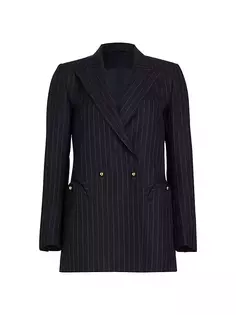 Двубортный пиджак в тонкую полоску Blazé-Milano, темно-синий