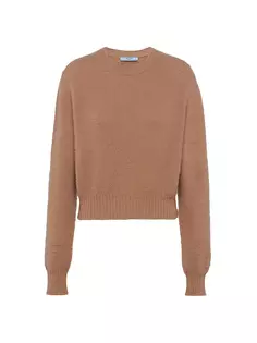 Кашемировый свитер с круглым вырезом Prada, коричневый
