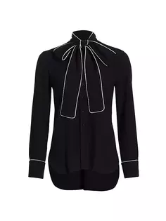 Блузка с завязками на шее в стиле шале Carolina Herrera, цвет black pearl
