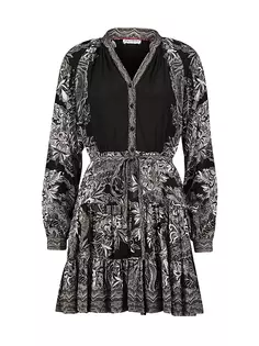 Мини-платье Sydney из шелковой смеси с цветочным принтом Robert Graham, черный