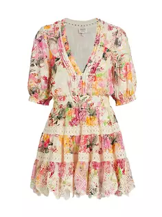 Мини-платье с цветочной вышивкой Hemant &amp; Nandita, многоцветный