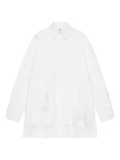 Рубашка оверсайз с длинной спиной из потертого денима Givenchy, белый