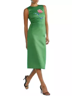 Платье миди без рукавов со сборками Cynthia Rowley, зеленый