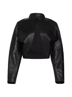 Кожаная куртка Cardi с плечами Alaïa, черный