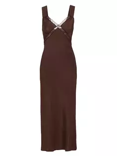 Шелковое платье миди «Прованс» с кружевной отделкой Reformation, цвет cafe