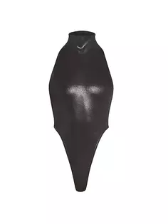 Боди-водолазка без рукавов с покрытием Alaïa, черный