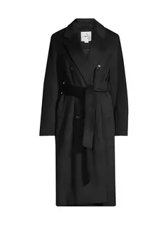 Двубортное пальто с поясом Sam Edelman, черный