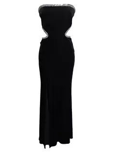 Платье макси без бретелек Ariana с открытыми плечами Dress The Population, цвет black silver