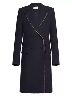 Длинное шерстяное пальто с цепочкой Chloé, цвет ink navy Chloe