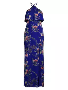 Платье-колонна с цветочным принтом и бретелькой на бретельках Liv Foster, синий