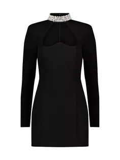 Мини-платье с декорированным воротником и вырезом Bcbgmaxazria, черный