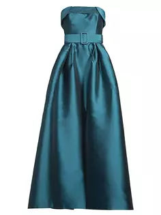 Атласное платье без бретелек с поясом Ceri Sachin &amp; Babi, темно-бирюзовый