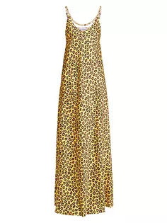 Атласное платье макси Rabanne, цвет leopard pop movida