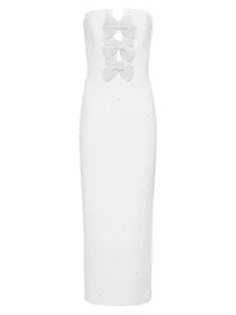 Свадебное платье миди из крепа с украшением Ophelia Rebecca Vallance, белый
