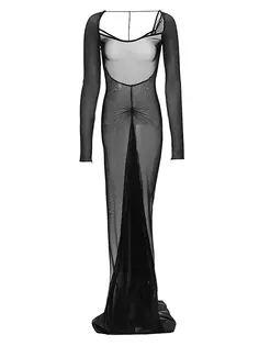 Прозрачное сетчатое платье с бюстгальтером Laquan Smith, черный