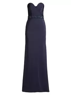 Платье без бретелек, украшенное бисером Basix, темно-синий