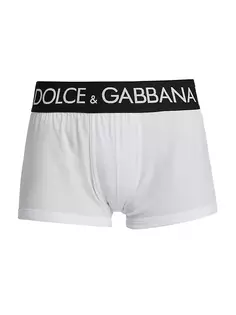 Боксеры из эластичного хлопка с логотипом Dolce&amp;Gabbana, белый