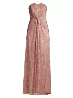 Платье без бретелек с эффектом металлик Aidan Mattox, цвет rose gold